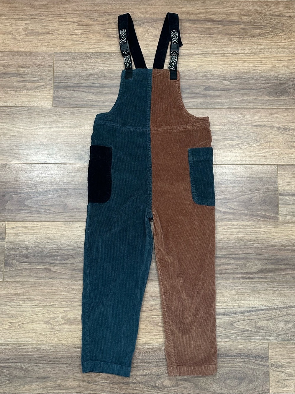 Kavu San Juan Corduroy Overalls in Dusk Bay Teal Blue/ Brown/Black Size XS